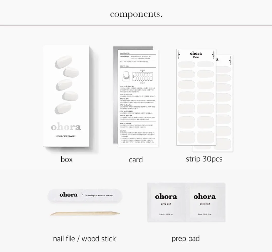 ohora Semi Cured Gel Nail Strips N Clean White - Image 3