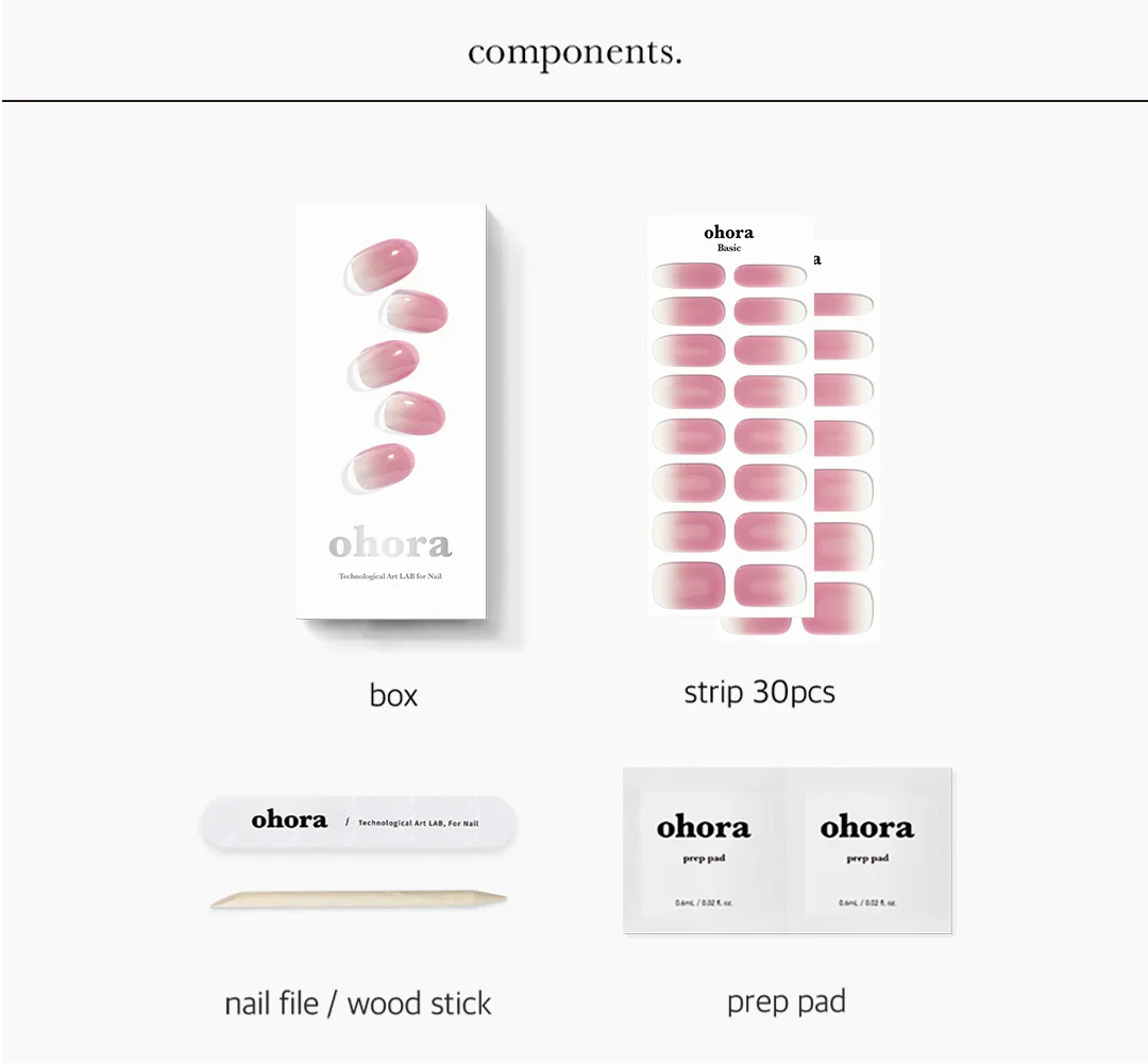 ohora Semi Cured Gel Nail Strips N Nudie Rosy - Image 6